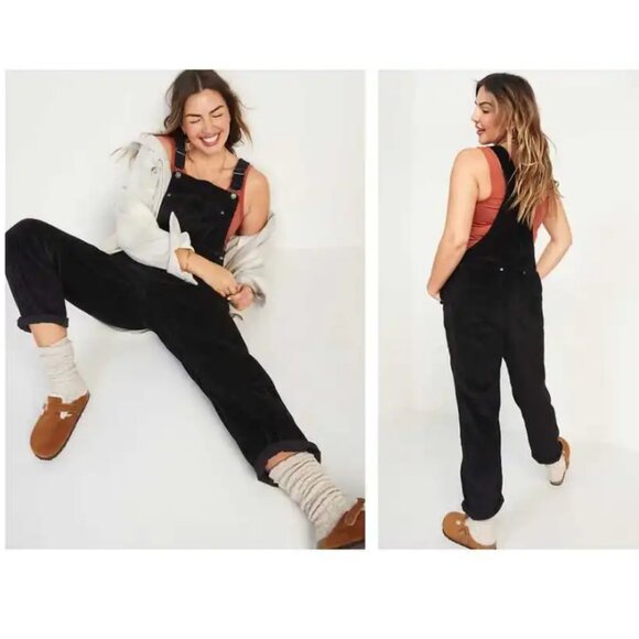 EUC Old Navy Midnight Navy Blue Corduroy Overalls in Women's 16 - Picture 12 of 15